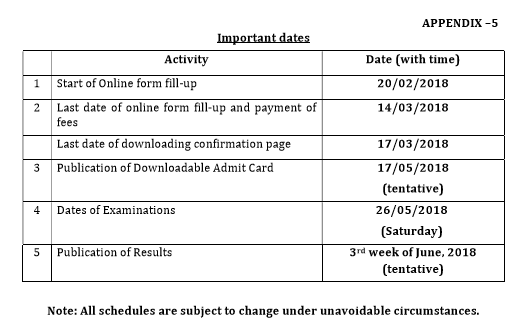 EVETS 2018 Important Dates - Admissions