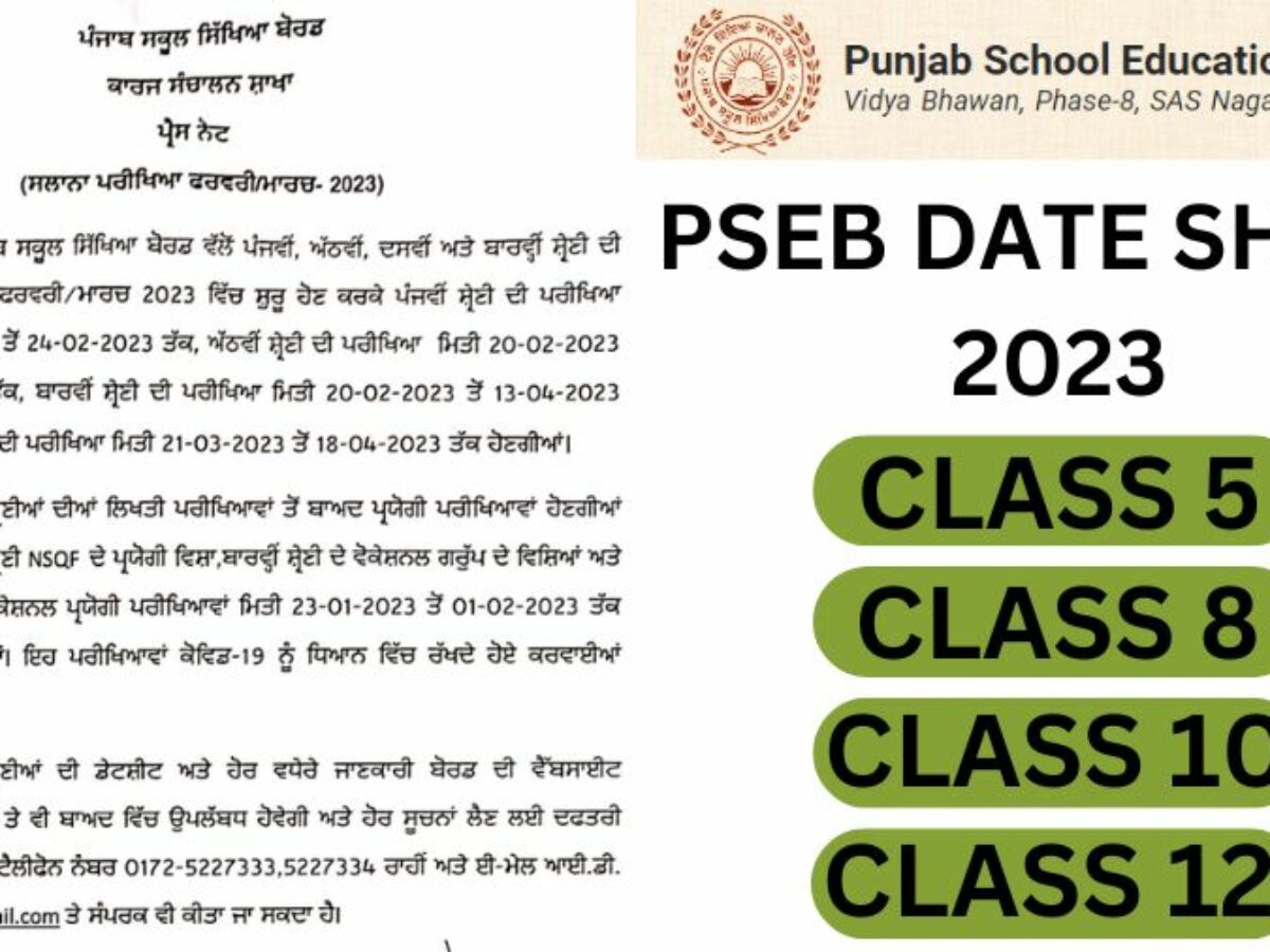 PSEB Result 2023 pseb.ac.in Check Class 5th, 8th, 10th & 12th