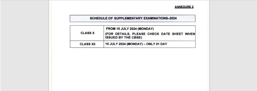 CBSE 12th Supplementary Exam 2024